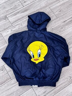 Vintage Six Flage Warner Brothers Tweety Bomber Jacket Reversible Size Large